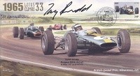 1965d LOTUS 33, BRM P261 FERRARI 158 SILVERSTONE F1 cover signed TONY RUDD