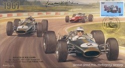 1967a BRABHAM-REPCO BT24s FERRARI NURBURGRING F1 cover signed JONATHAN WILLIAMS