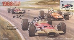 1968b LOTUS-COSWORTH & McLAREN-COSWORTH MEXICO F1 cover signed MIKE COSTIN