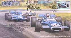 1969d MATRA MS80 BRABHAM BT26A CLERMONT-FERRAND F1 cover signed SIR JACKIE STEWART