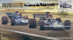1972a JPS LOTUS 72D, TYRELL 003 BRANDS HATCH F1 cover signed ANDREA de ADAMICH