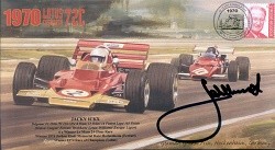 1970c LOTUS-COSWORTH 72C & FERRARI 312B HOCKENHEIM F1 cover signed JACKIE ICKX