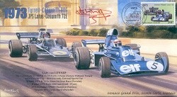 1973a TYRRELL-COSWORTH JPS LOTUS-COSWORTH MONACO F1 cover signed GIJS van LENNEP