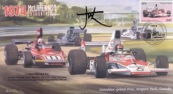 1974b MCLAREN-COSWORTH FERRARI 312B3 MOSPORT PARK F1 cover signed LORD HESKETH