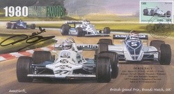 1980b WILLIAMS COSWORTH FW07B BRANDS HATCH F1 cover signed DEREK DAVY