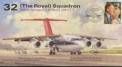 32 (The Royal) Squadron BAe 146 signed Gp Capt Hewlett & Wg Cdr Lee