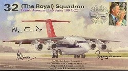 32 (The Royal) Squadron BAe 146 signed Air Cdre Curry, Gp Capt Dixon & Gp Capt Nunn
