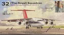 32 (The Royal) Squadron BAe 146 signed AVM Gardiner, Gp Capt Morley & Gp Capt Bunn