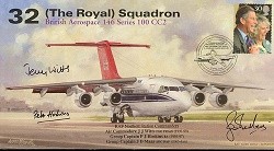 32 (The Royal) Squadron BAe 146 signed Air Cdre Witts DSO, Gp Capt Hoskins & Gp Capt Maas