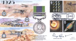 JSMIL08 1925 Indian GSM with Waziristan Bar - signed Sir Rex Hunt CMG Millennium FDC